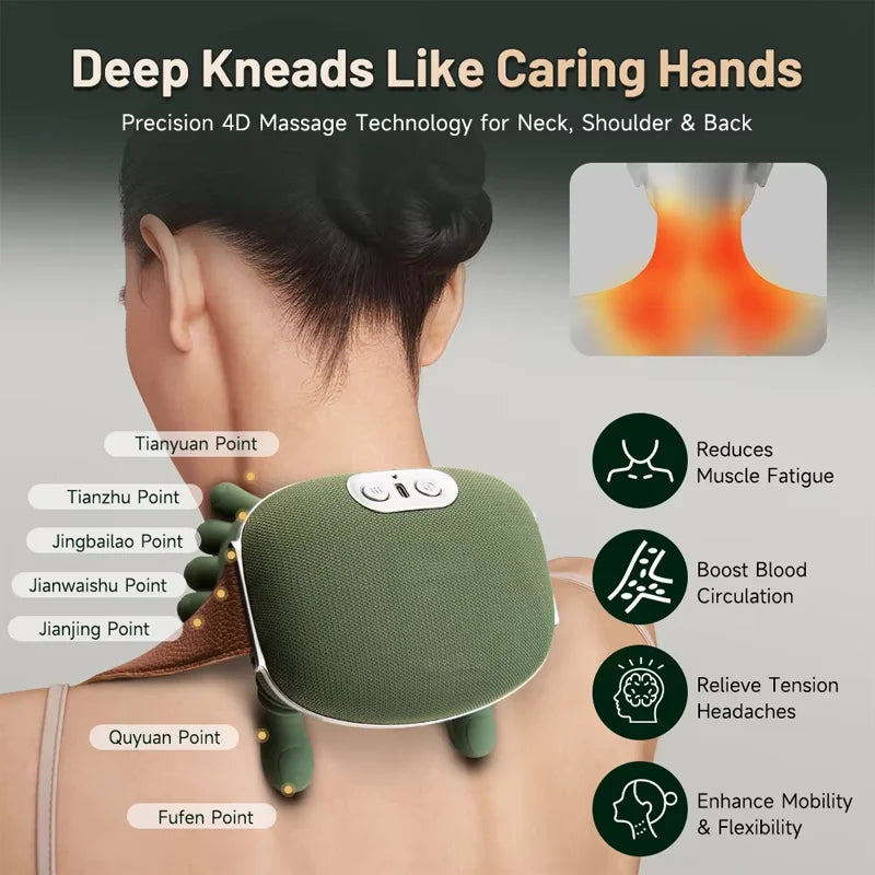 Wireless Shiatsu Neck & Shoulder Massager: 3D Kneading Massage Shawl with Heat