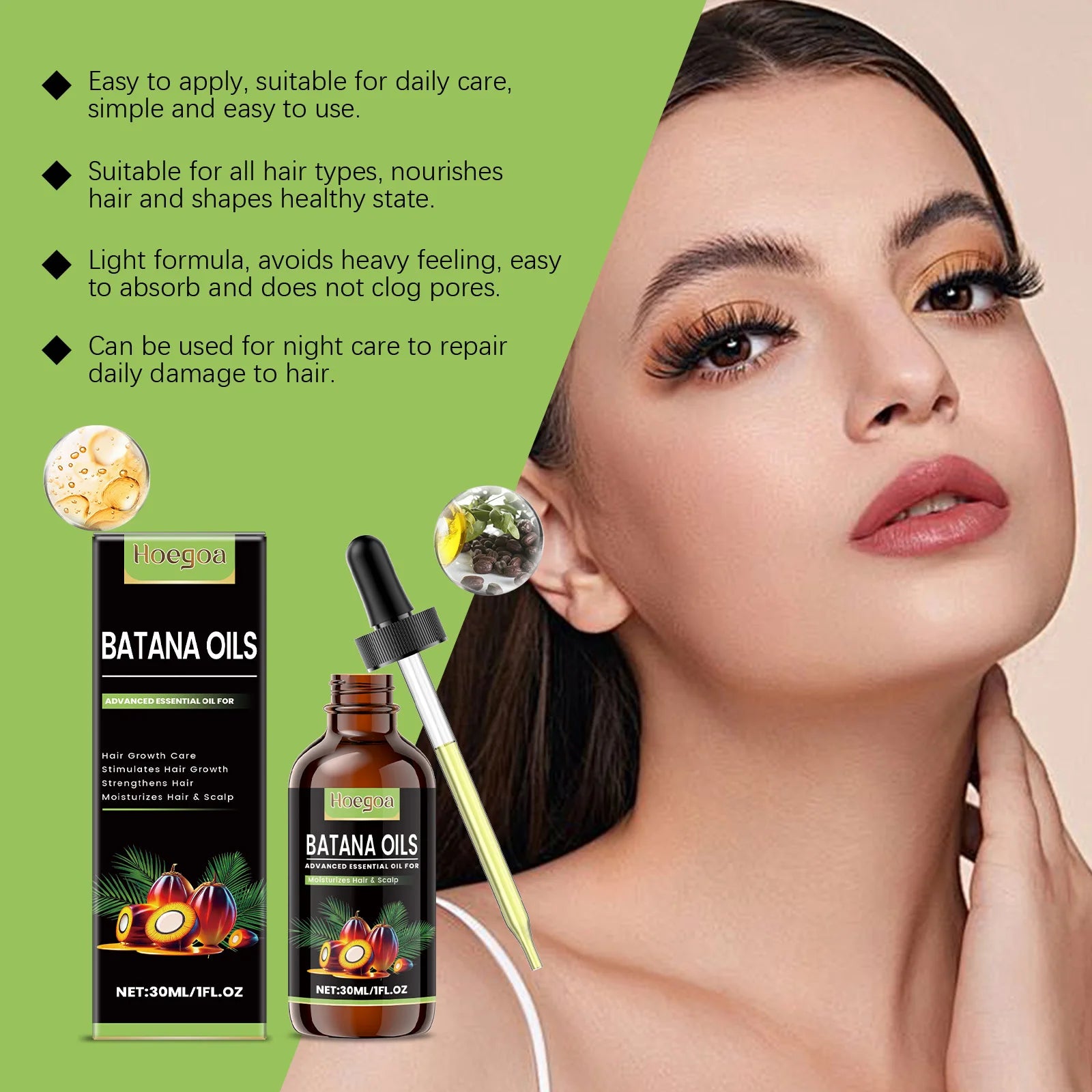 Batana Oil for Hair Growth Revitalizing Strengthening Nourish Damaged Hair Scalp Treatment Add Volume Thicker Stronger Hair Care
