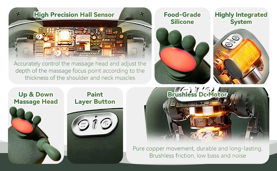 Wireless Shiatsu Neck & Shoulder Massager: 3D Kneading Massage Shawl with Heat