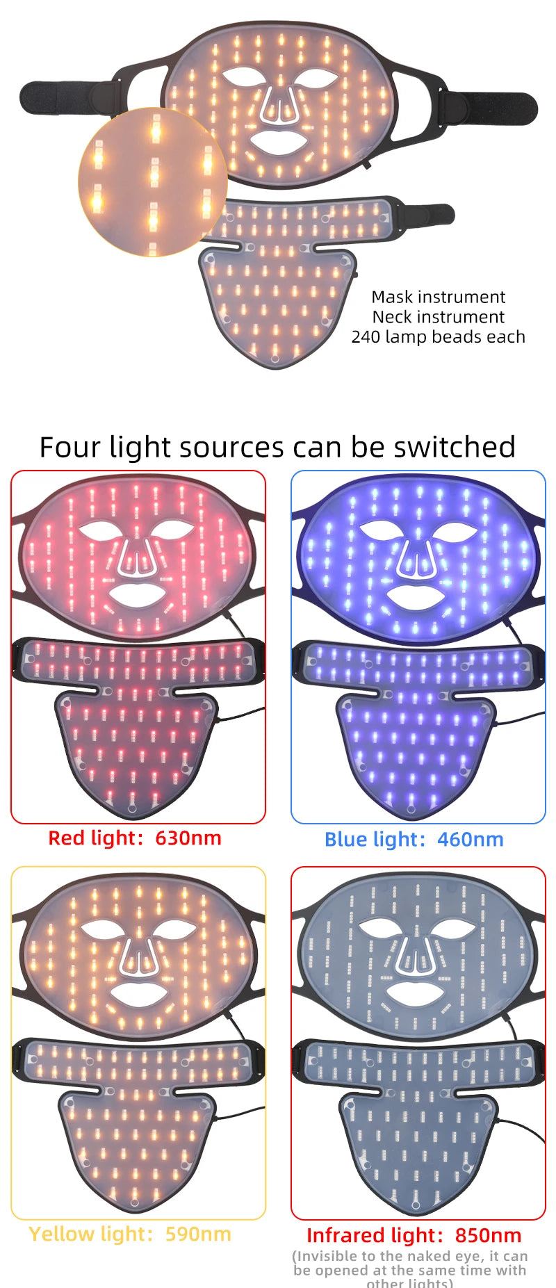 Silicone LED Red Light Therapy Mask (Face & Neck)