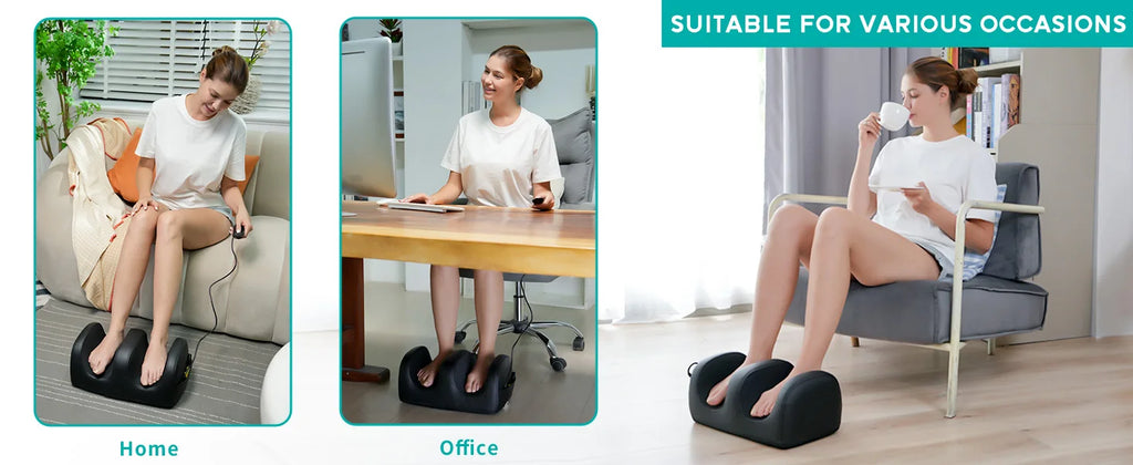 Masgre Electric Foot Massager Machine with Heat Shiatsu Kneading Feet Calf Massagers for Relaxation Plantar Fasciitis Remoted