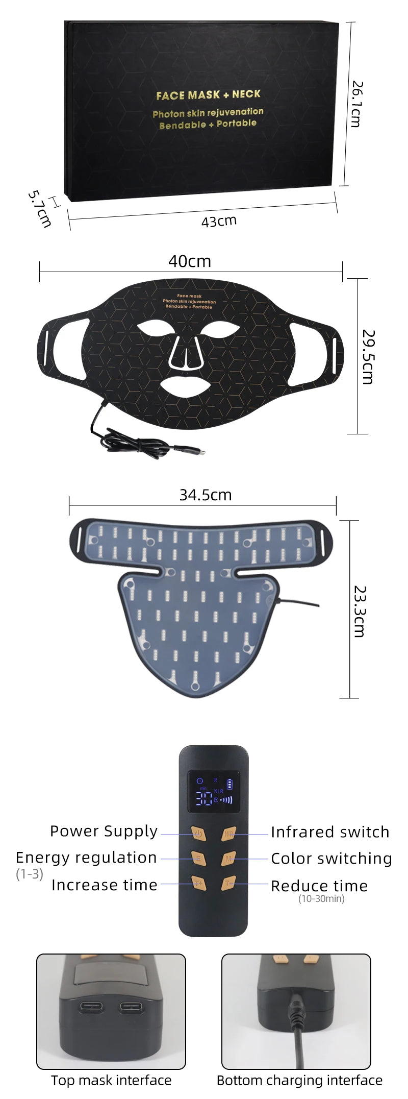 Silicone LED Red Light Therapy Mask (Face & Neck)