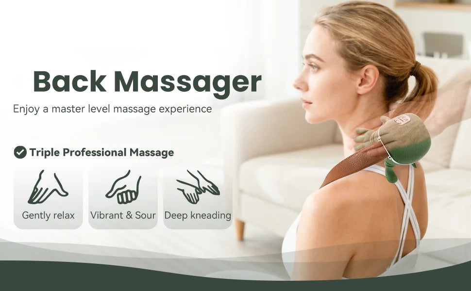 Wireless Shiatsu Neck & Shoulder Massager: 3D Kneading Massage Shawl with Heat