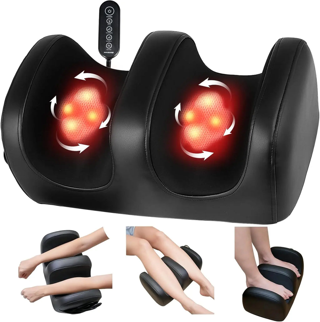 Masgre Electric Foot Massager Machine with Heat Shiatsu Kneading Feet Calf Massagers for Relaxation Plantar Fasciitis Remoted