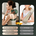Wireless Shiatsu Neck & Shoulder Massager: 3D Kneading Massage Shawl with Heat